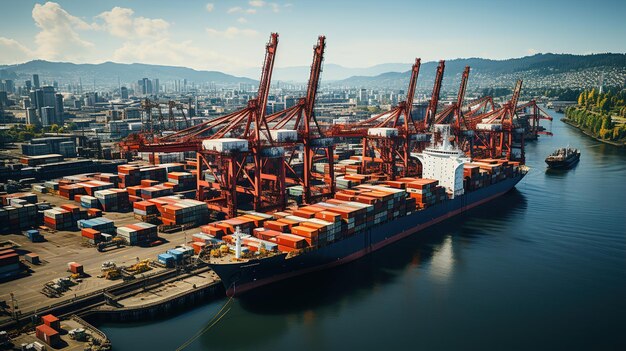 Port Cargo Terminal and Transport Hub Un concetto globale di trasporto merci e logistica