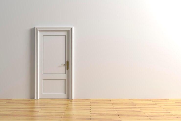 Foto porta aperta a pavimento di legno duro