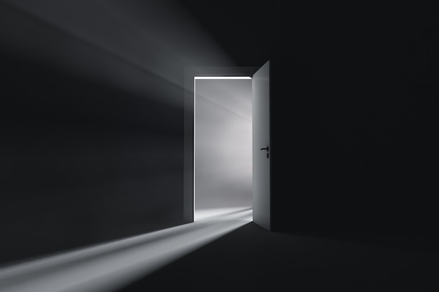 Porta aperta con luce dall'interno