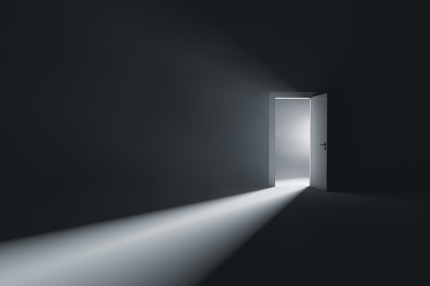 Porta aperta con luce dall'interno