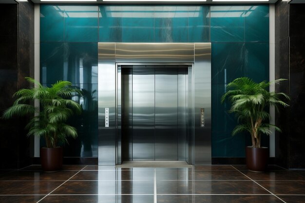 Porta chiusa contemporanea ascensore moderno generativo Ai