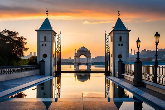 Porta d'ingresso al tramonto a Istanbul, Turchia