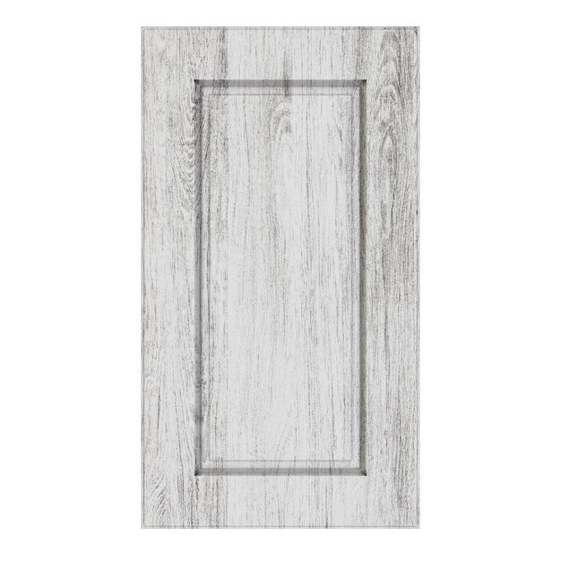 Porta per mobili in legno isolata su sfondo bianco. Rendering 3D.