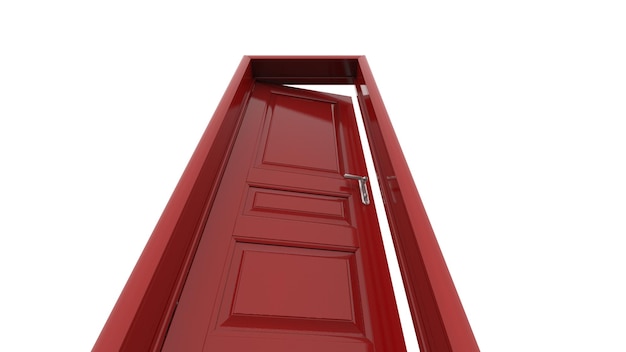 Porta rossa Illustrazione creativa di una porta d'ingresso aperta e chiusa isolata su sfondo 3d
