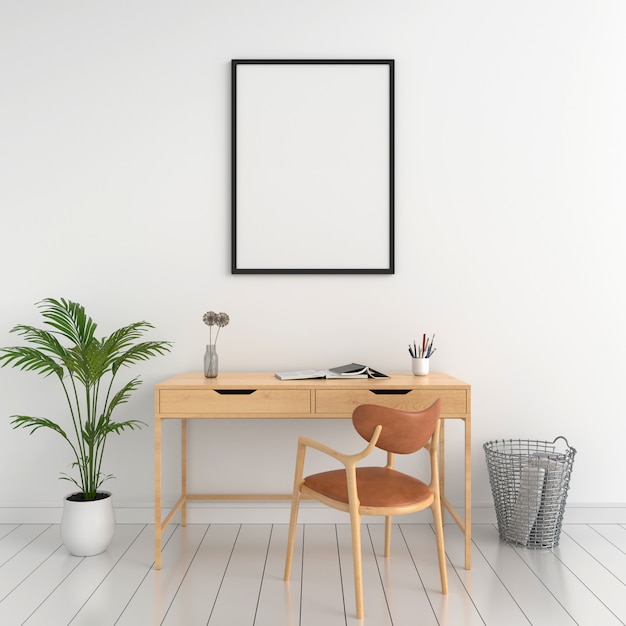 Portafoto bianco per mockup sul muro