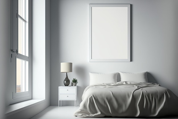 Portafoto in camera da letto dal design minimalista Realizzato da AIIntelligenza artificiale