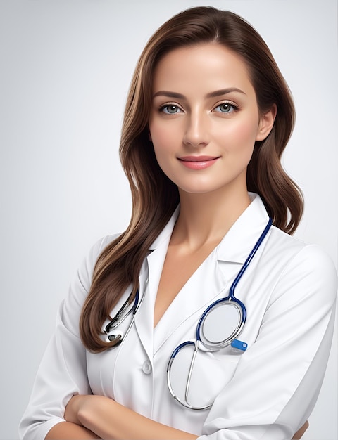 Portait medico femminile sorridente Concetto medico e medico sanitario