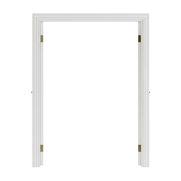 Porte a due ante con vetro. Porte interne isolate su fondo bianco. Rappresentazione 3D.