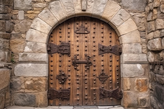 Porte di legno nel castello medievale Ai