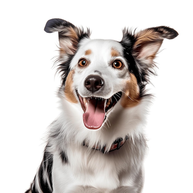 Porter di cane di razza border collie felice isolato sullo sfondo AI generativa