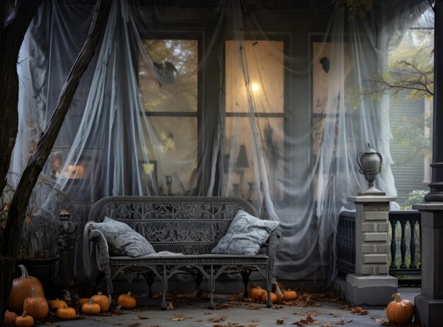 Portico spettrale di Halloween decorato