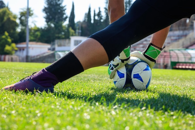 Portiere di calcio sul campo