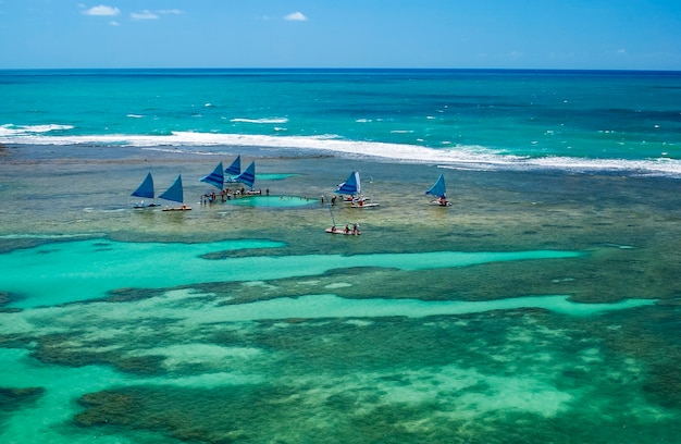 Porto de Galinhas Beach Ipojuca vicino a Recife Pernambuco Brasile veduta aerea di piscine naturali