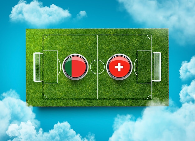 Portogallo vs Svizzera Versus banner dello schermo Calcio concetto campo di calcio stadio 3d illustrazione