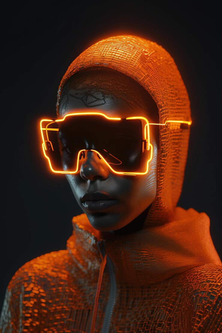 Portrait of a scifi cyberpunk girl Hightech futuristic woman from the future