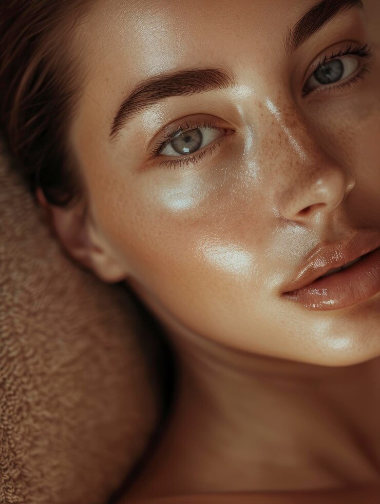Portrait of charming sensitive caucasian woman in luxury spa perfect skin big eyes puffed lips staged photo with copyspace professional shoot ar 34 v 6 Job ID 3725eb88af36488d90fb1c616672f9ec