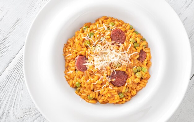 Porzione di risotto chorizo