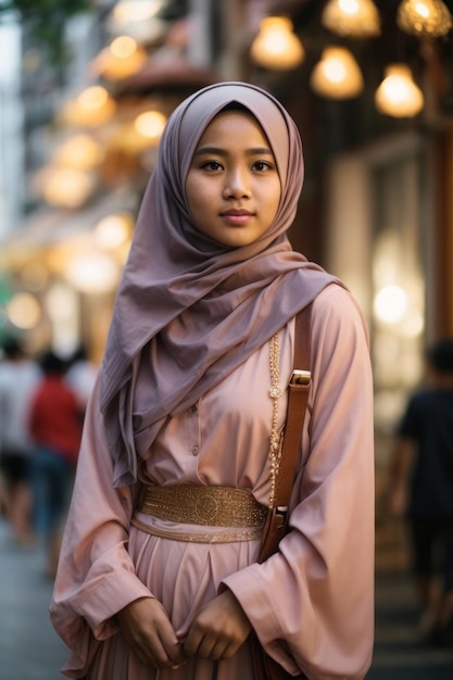 Posa estetica teenager fotogenica in Hijab alla moda