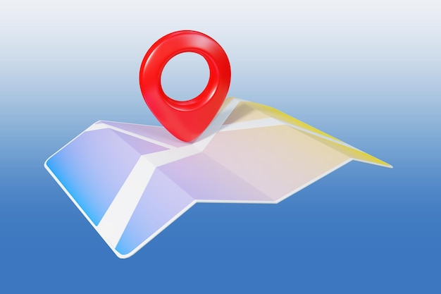 Posizione della mappa con l'illustrazione del rendering 3D dell'indicatore del punto di posizione del perno