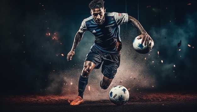 Posizione dinamica del calcio fotografia editoriale professionale