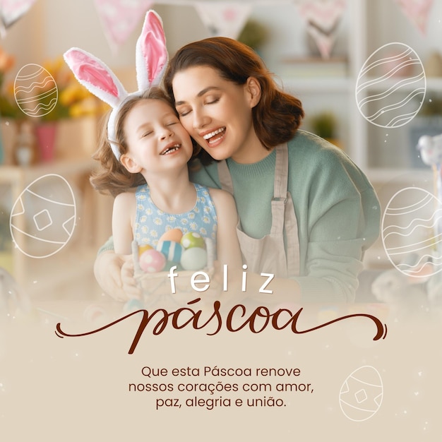 Post Instagram Feliz Pascoa Moderno Marrom e Bege 1