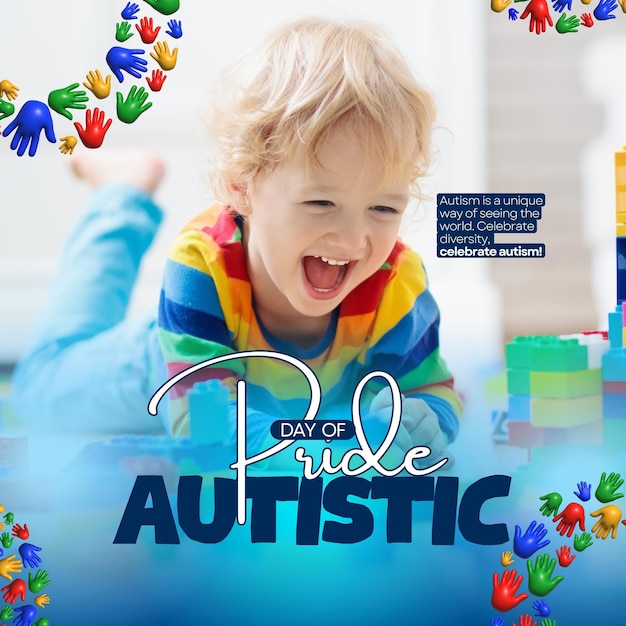 Post su instagram per dia do orgulho autista delicado azul e branco 1