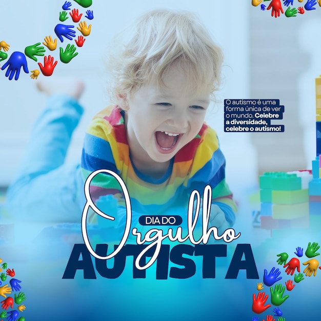 Post su instagram per dia do orgulho autista delicado azul e branco 1