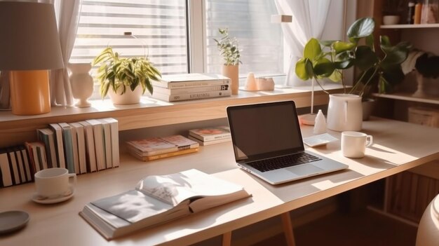 Postazione di lavoro con computer portatile