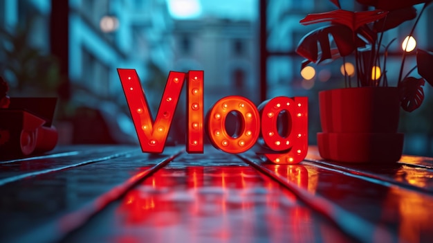 Poster artistico creativo del concetto di Vlog rosso