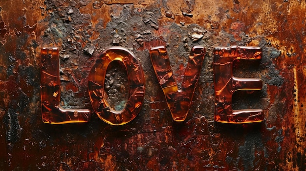 Poster artistico orizzontale creativo del concetto di amore in vetro marrone