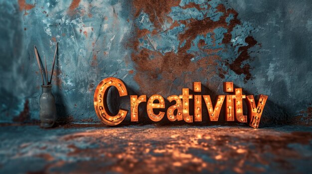 Poster artistico orizzontale creativo di concetto di creatività LED marrone