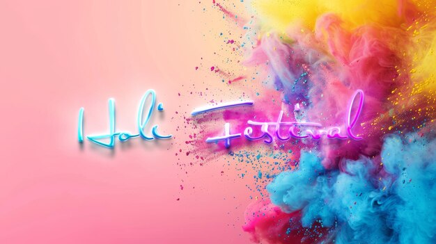 Poster colorato del festival di Holi con spazio per la copia