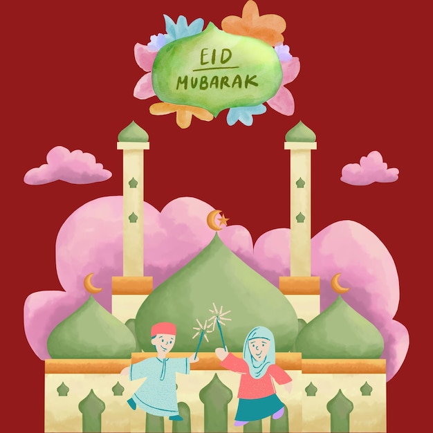 poster colorato di Eid Mubarak