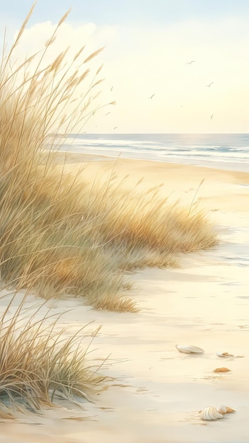 Poster Cottongrass Una tranquilla spiaggia al tramonto