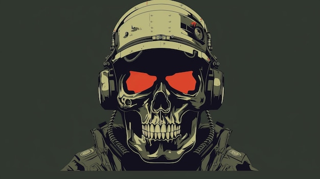 Poster del cranio di un robot militare minimo