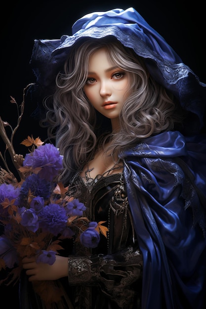 Poster del personaggio fantasy anime mago donna