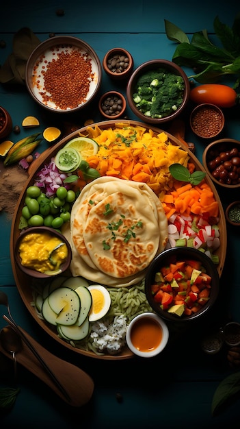 Poster del piatto Dosa con chutney di cocco e cucina croccante dello stile di vita delle celebrazioni indiane Dosas Vibra