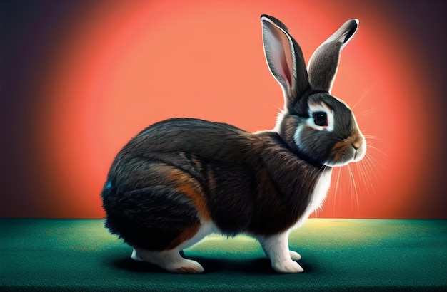 Poster del robot Coniglio di Pasqua in splendidi paesaggi naturali Buon giorno di Pasqua Simpatico coniglietto generato dall'IA