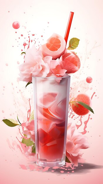 Poster della bevanda Rose Falooda con sciroppo di rose e vermicelli Sof cucina indiana per lo stile di vita delle celebrazioni