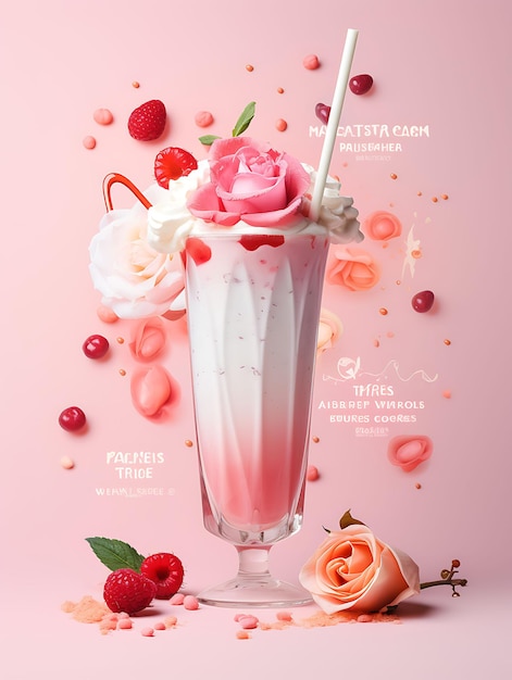 Poster della bevanda Rose Falooda con sciroppo di rose e vermicelli Sof cucina indiana per lo stile di vita delle celebrazioni