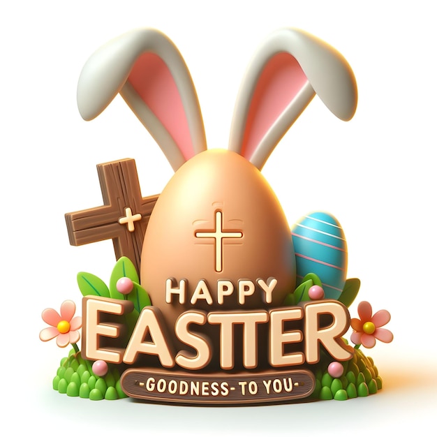 Poster di auguri di Buona Pasqua Coniglio e uova colorate modello di illustrazione vettoriale banner di poster