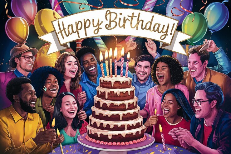 Foto poster di buon compleanno