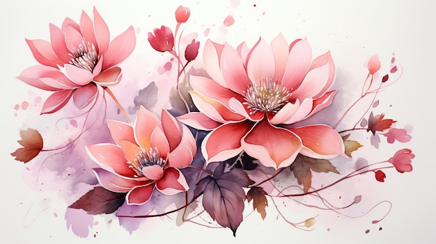 Poster di carta da parati floreale bohémien di lusso con immagine generata dall'IA dell'acquerello color terra