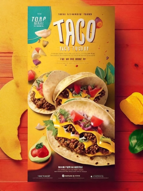 poster di cibo messicano con disegno illustrativo vettoriale di tacos