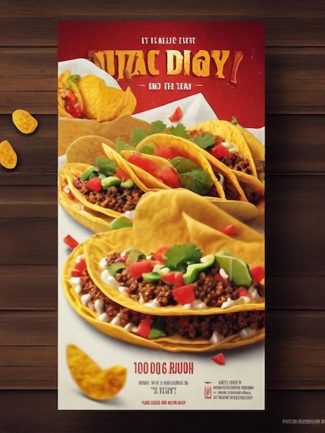 poster di cibo messicano con disegno illustrativo vettoriale di tacos