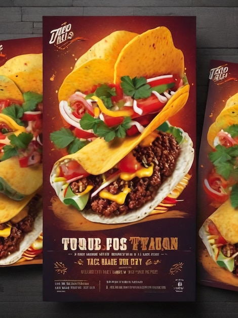 poster di cibo messicano con disegno illustrativo vettoriale di tacos