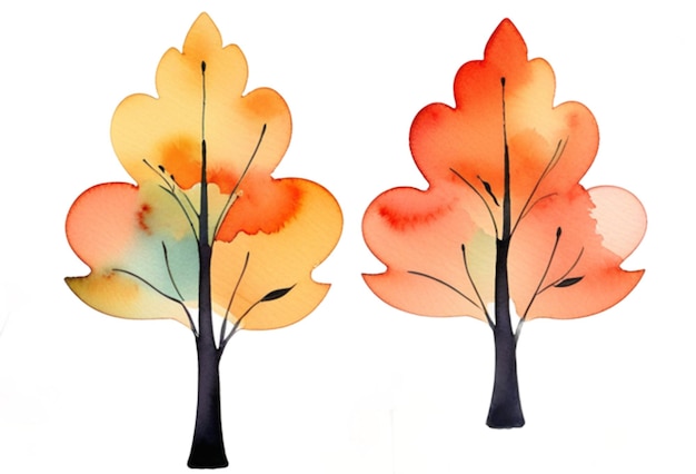 Poster di copertina di Hello Autumn con elementari isolati in acquerello e disegno con autunno