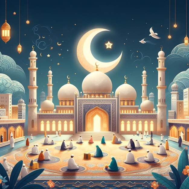 Poster di Eid al fitr della festa islamica Eid Mubarak