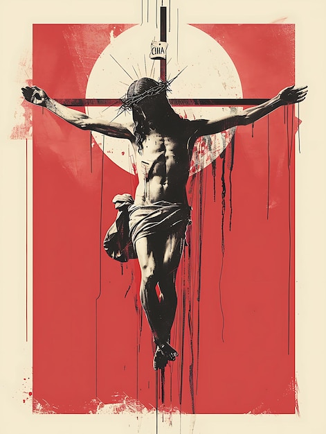 Poster di Gesù Cristo sullo sfondo carta da parati di religione social media post design marketing commerciale