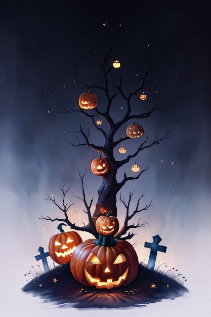 Poster Di Halloween Con Sfondo Di Zucca